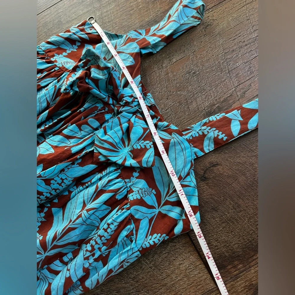 Janie and Jack Tropical Knotted Bow Sundress Blue and Brown‎ girls size 10